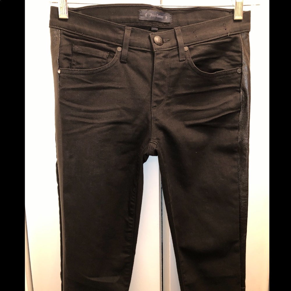 Juicy Couture Black Jeans Leather Side Stripe 26